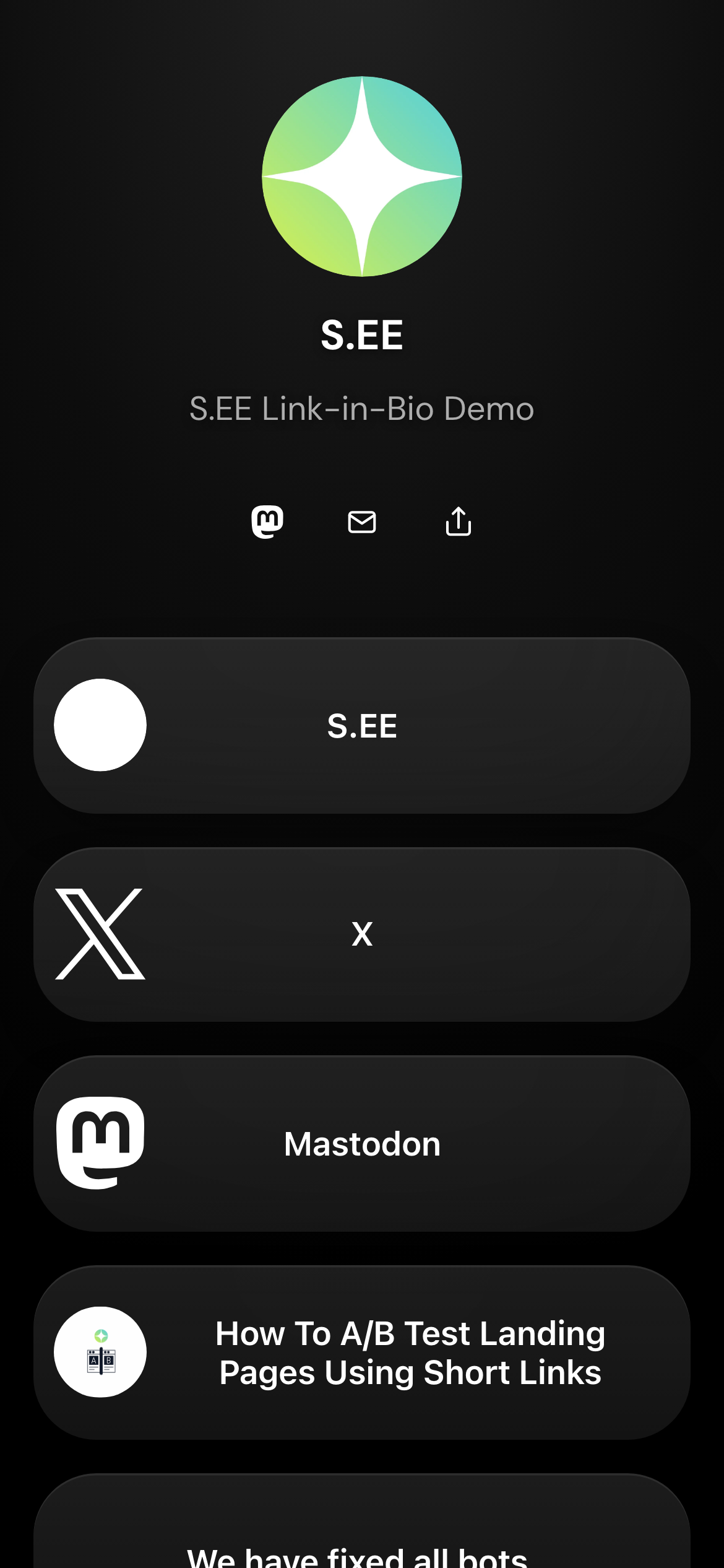 Noir Link in Bio theme