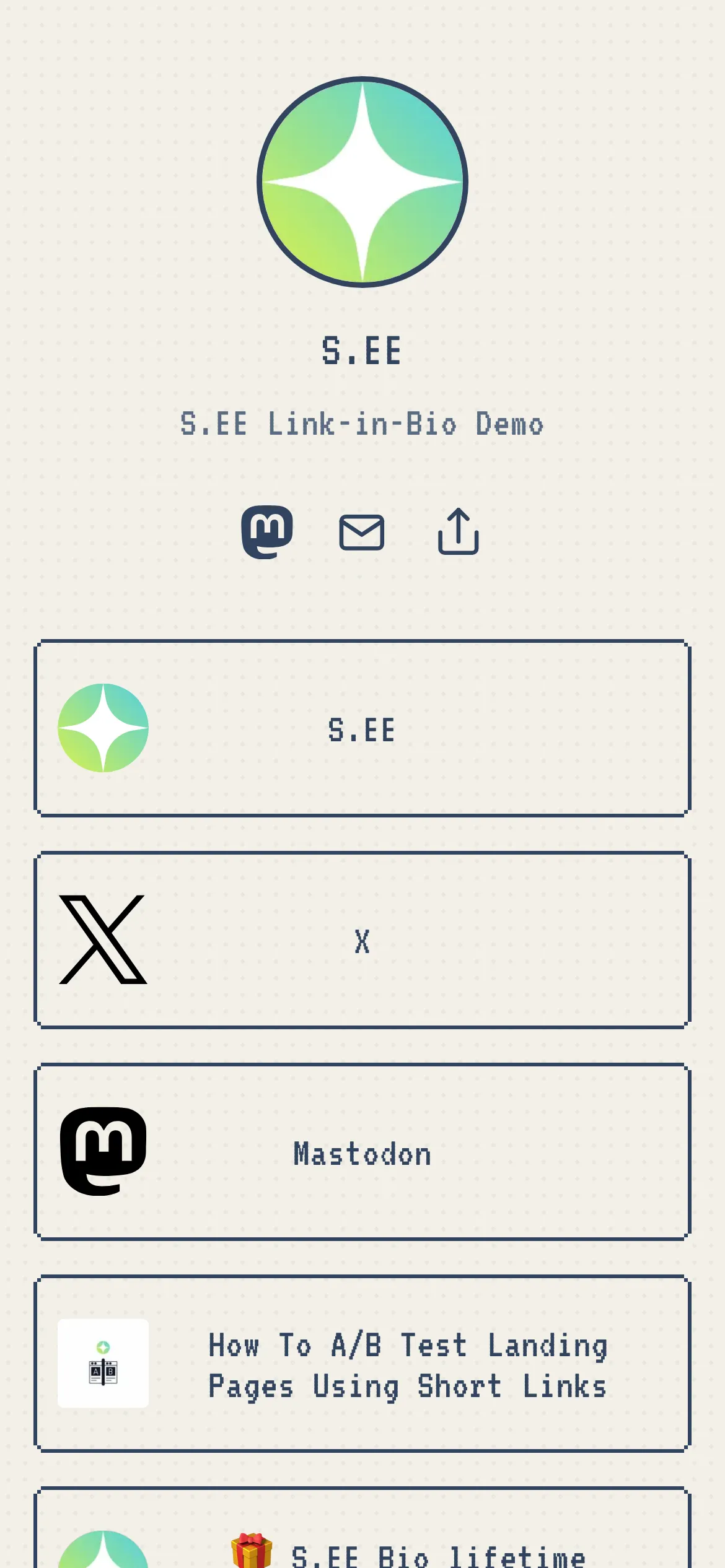 Pixel Paper Link in Bio list theme