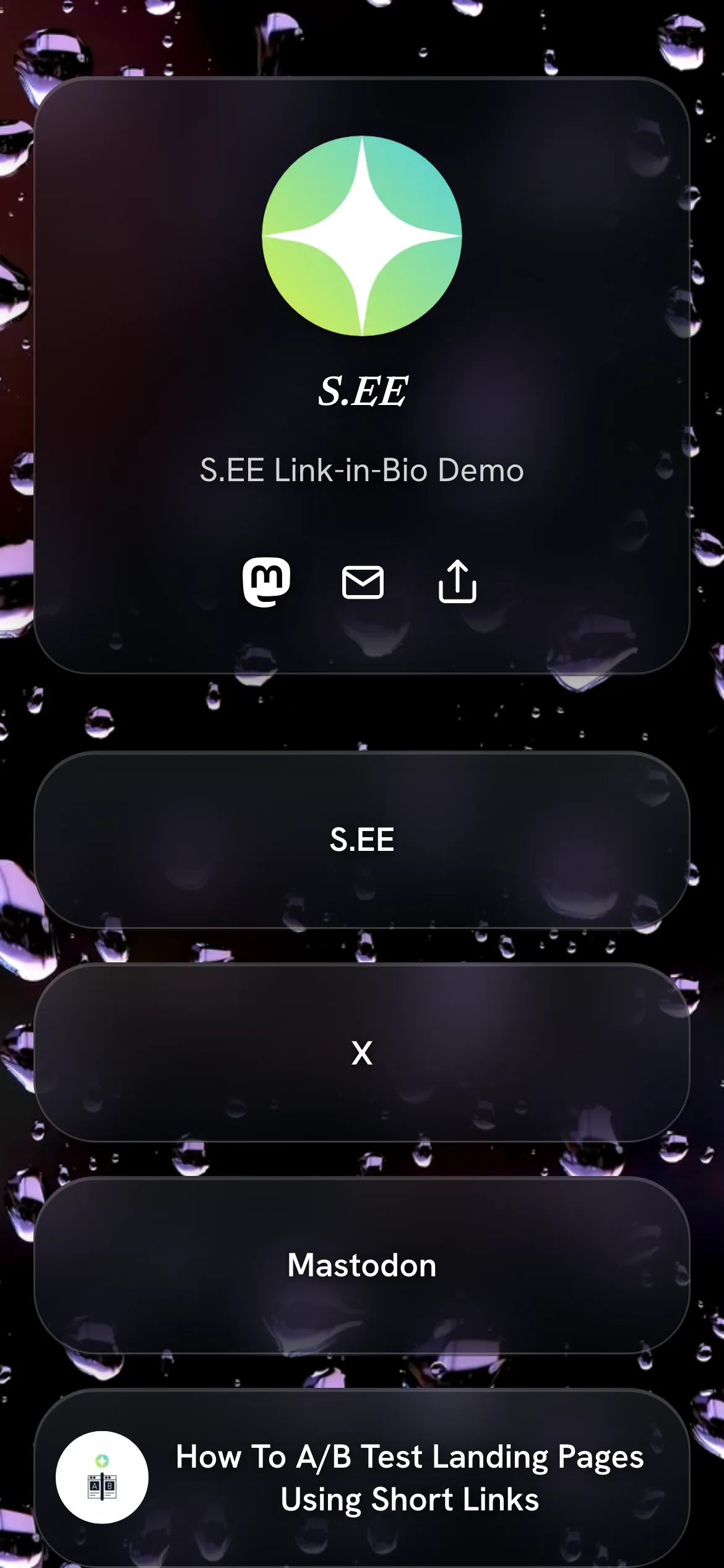 Rain Link in Bio list theme