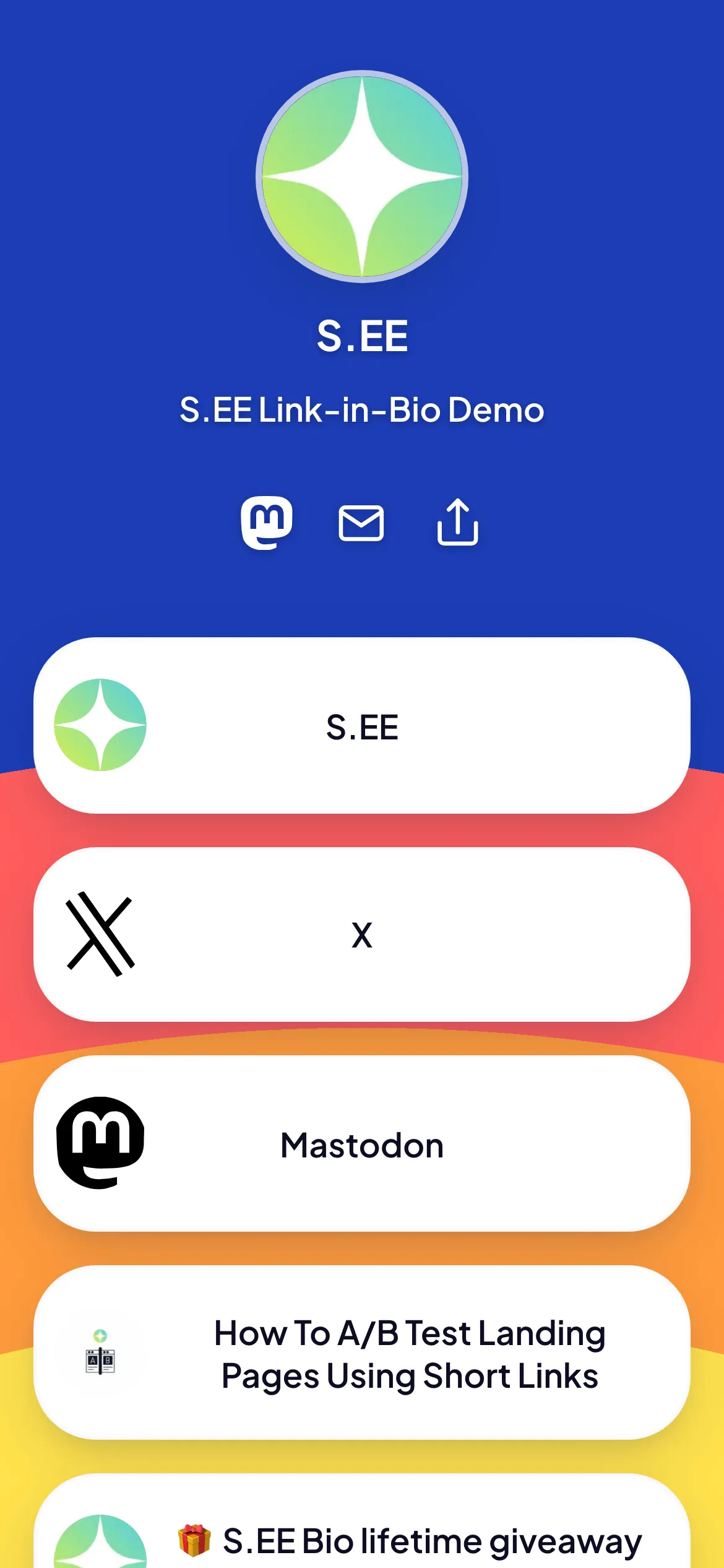 Rainbow Link in Bio list theme