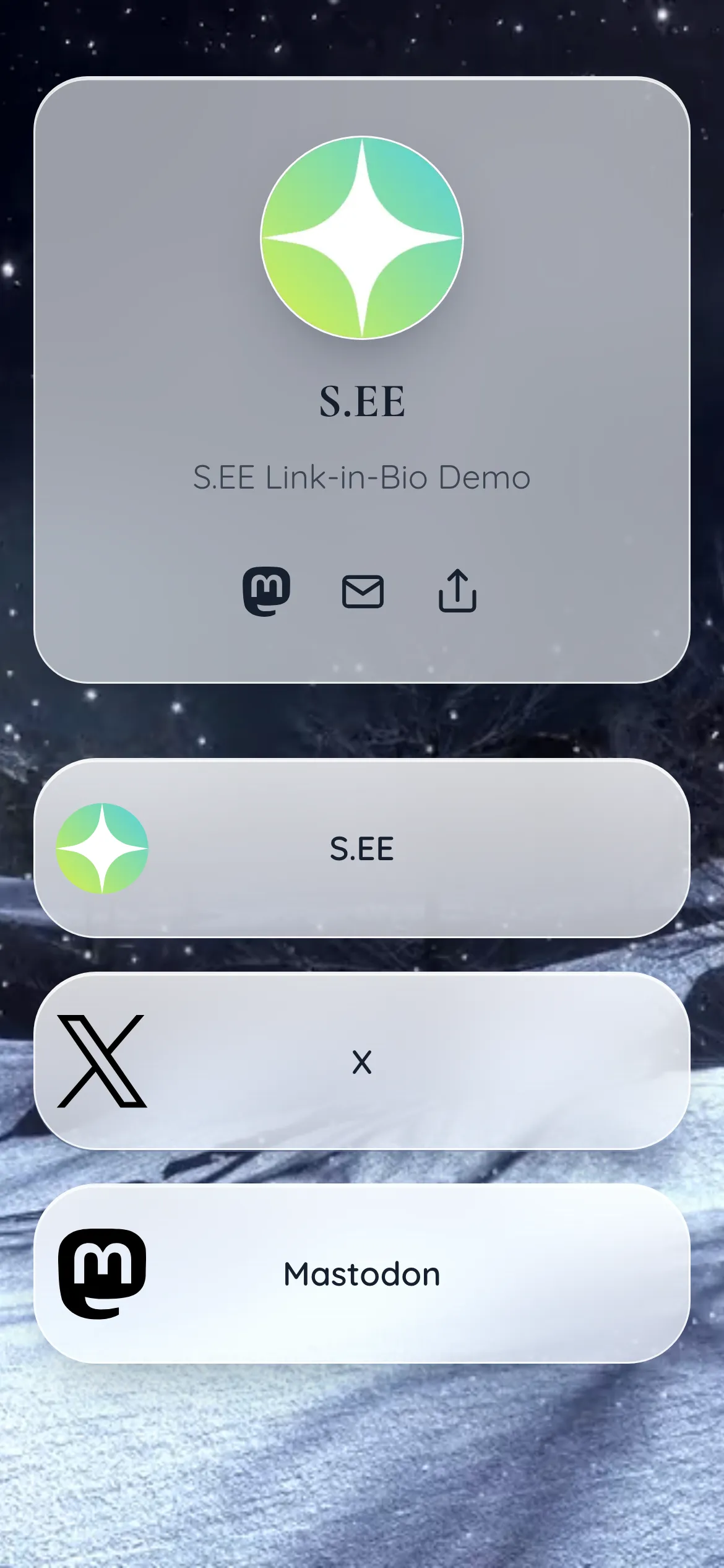 Snow Link in Bio list theme